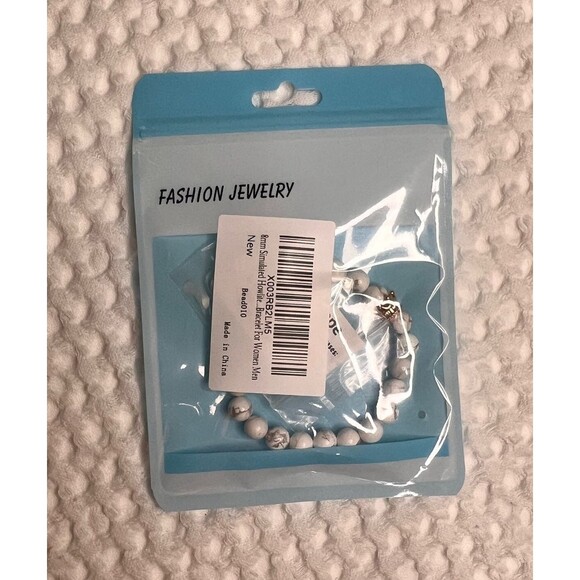 Anklet Bracelet Gold Plated Simulated Howlite Jewelry Adjustable V Initial A1 - Picture 8 of 12